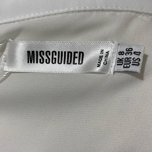 Missguided White Oversized Plunge Front Top Blouse Size 4 - Picture 9 of 11